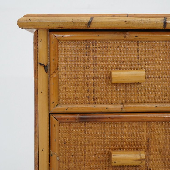Image 1 of Bamboo and woven wicker chest of drawers, 1970s