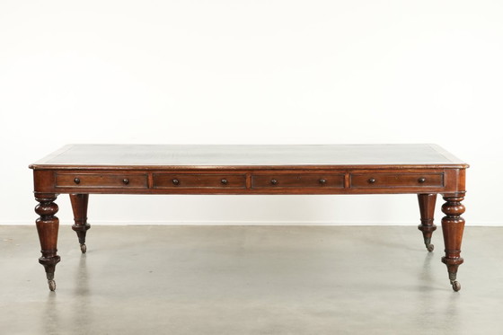 Image 1 of Unique large antique English library table/writing desk/desk from the 19th century