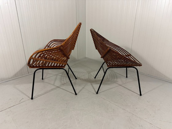 Image 1 of Rotan fauteuils van Rohé Noordwolde, Nederland 1960’s