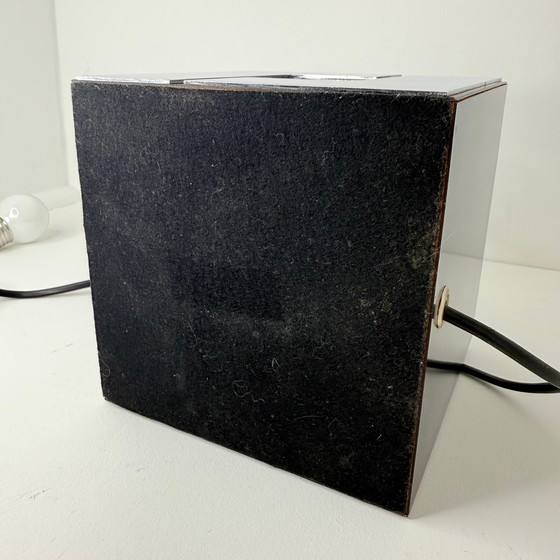 Image 1 of Vintage Cube Lampe - Holz & Metall - Art Deco - 1960