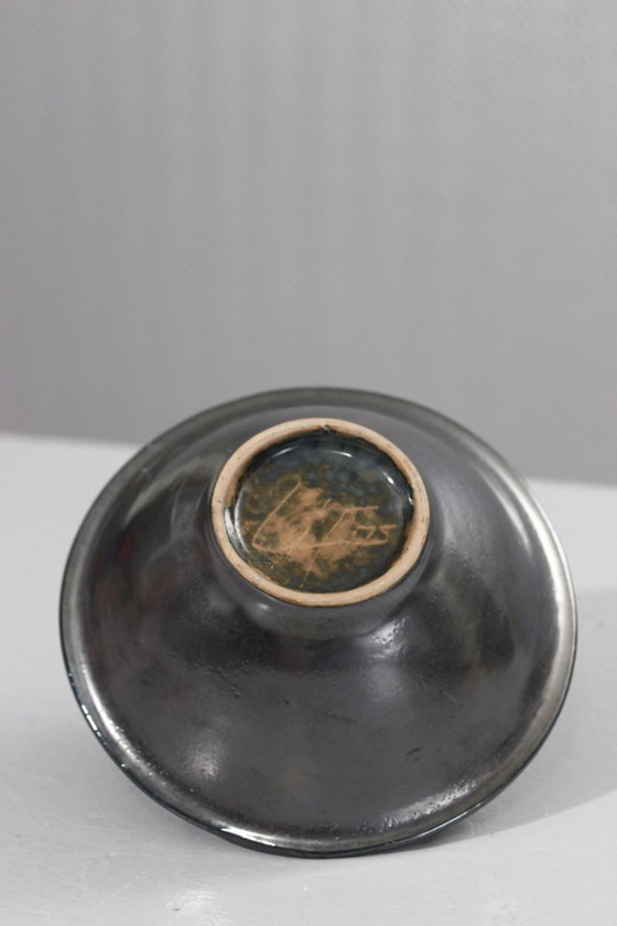 Image 1 of LIFAS Alice Sordet Bonifas - Cuenco de esmalte negro satinado y rojo brillante, años 50