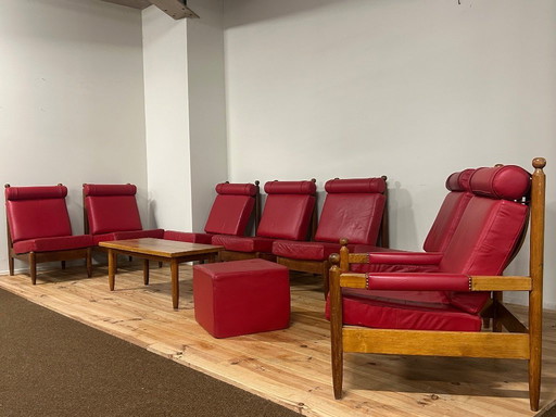 Set da salotto modulare in pelle della metà degli anni Sessanta (9 pezzi)