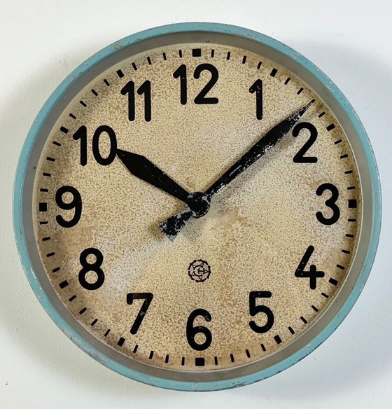 Image 1 of Gran reloj de pared industrial azul de Chronotechna, década de 1950
