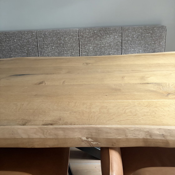 Wunderschöner Tisch Und 3 Lederstühle – Esszimmergarnitur, Leather, Metal (photo 4 of 5)