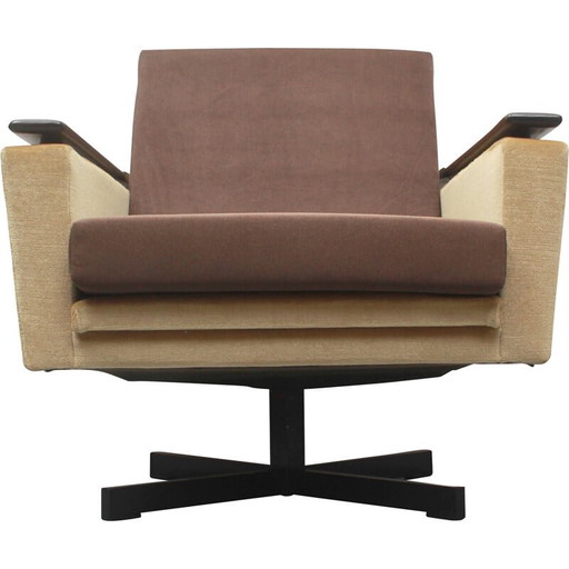 Poltrona girevole vintage in mohair-velluto, anni '60