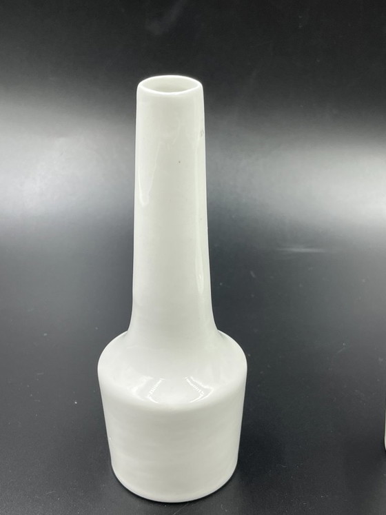 Image 1 of Pair of vintage white ceramic bud vases