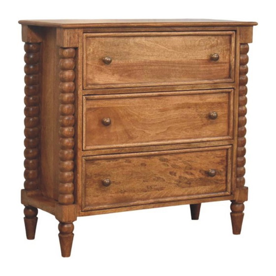 Cassettiera in legno di mango – 3 cassetti con gambe in legno tornite – Artisan, Cassettiere (photo 4 of 8)