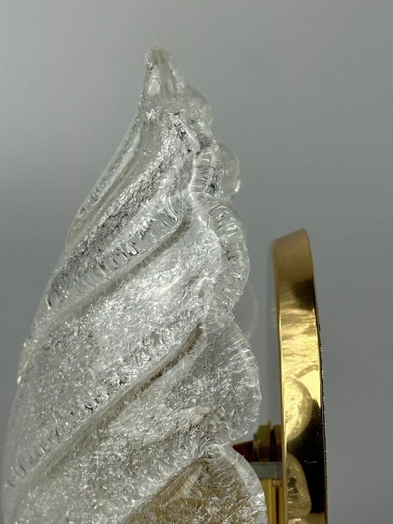 Image 1 of 60's 70's Lampe Lampe murale Glass Brass Blatt Space Age Design