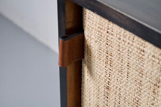 Image 1 of FLORENCE KNOLL SIDEBOARD MODEL 116 WOOD, LEATHER AND RAFFIA 1960