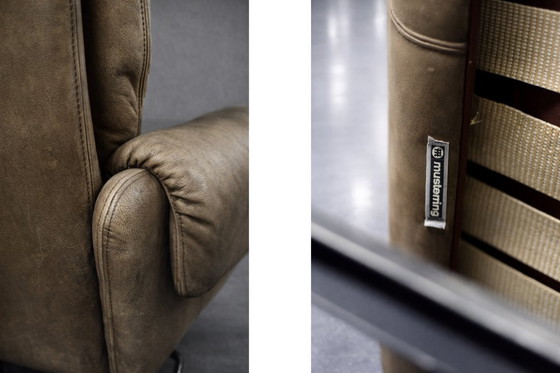 Image 1 of Vintage Mid-Century German Modern Brown Leather Lounge Swivel Chair from Musterring, 1960s