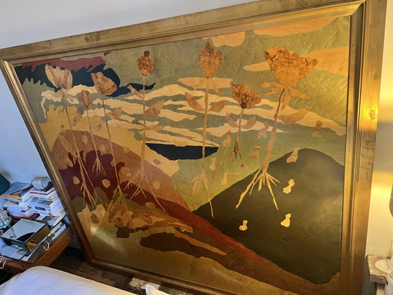 Image 1 of Limitierte Auflage: Kopfteil aus Art-Deco-Holz und Intarsien