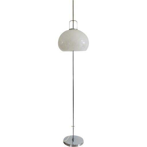 Lucerna" vintage floor lamp in chromed steel by Harvey Guzzini for Meblo, Italy 1970