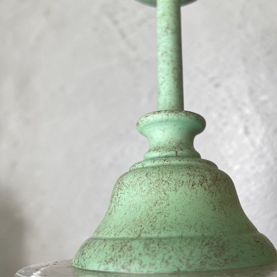 Image 1 of Kleine geometrische plafondlamp van geperst glas met halfverzonken montage voor de slaapkamer