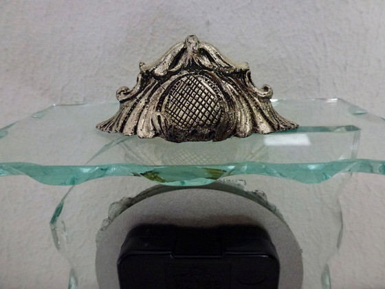 Image 1 of Reloj de mesa de cristal italiano antiguo, marca Rotondo.