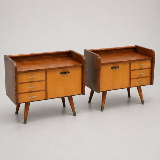 Set of 2 Nightstands / Sideboards with Flap and Drawers