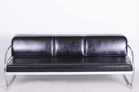 Restauriertes Bauhaus-Sofa, von Robert Slezak, Chrom, Leder, Tschechien, 1930er Jahre – Leather, Metal (photo 4 of 13)