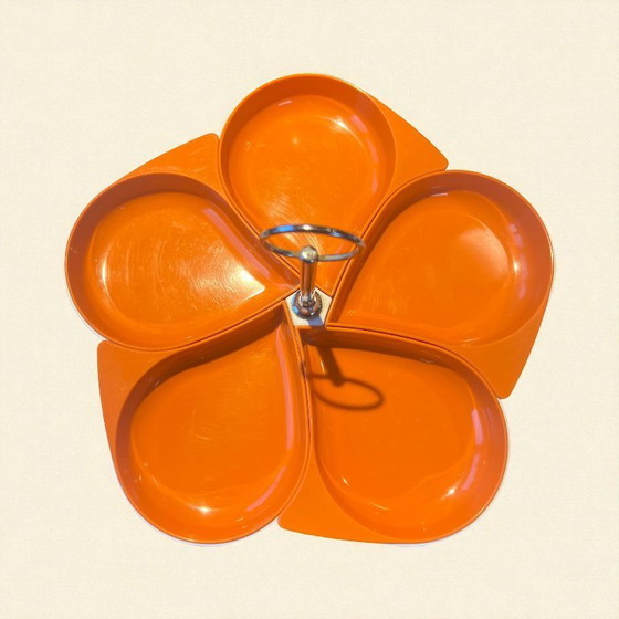 Image 1 of Ensemble de bols à goûter orange vintage – 5 pièces, amovibles, en très bon état