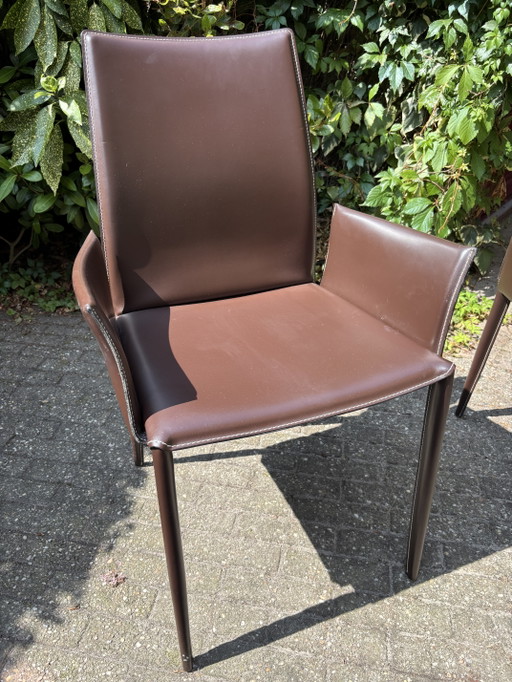 Bontempi Eetkamerstoel chocoladebruin, hoge rugleuning (6 stuks) – eetkamerstoelen, Leather (photo 2 of 15)