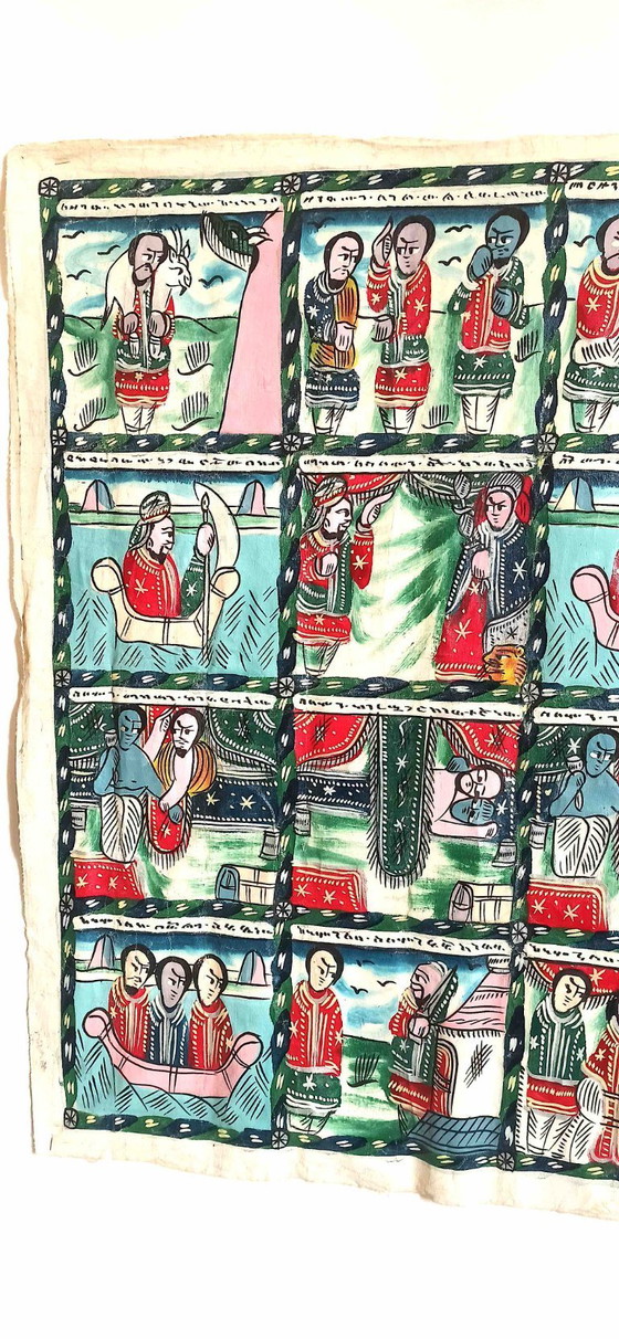 Image 1 of Ölgemälde auf Leinwand 40 Szenen Solomon & Sheba 183,5 cm x 78 cm 1930er Jahre