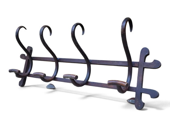 Wall coat rack / 4 hooks in the style of Thonet – Wood, Art Nouveau (photo 2 of 8)