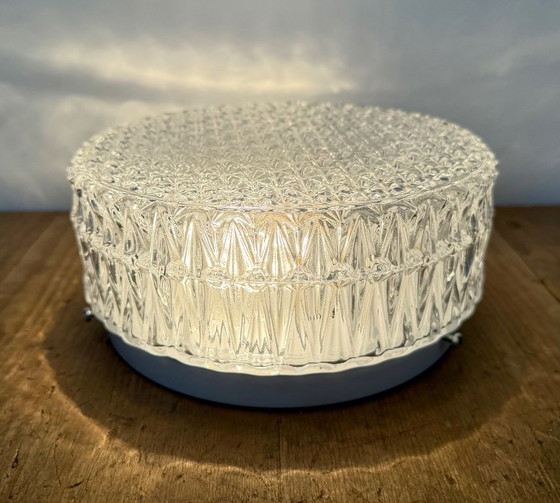 Lampada da parete o Plafoniera in vetro vintage, anni '70, Plafoniere, Metallo, Trasparente, Modern (foto 8 di 14)