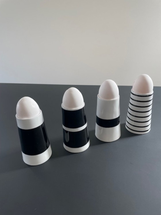 Image 1 of Set of 4 Scandinavian design porcelain egg cups