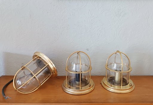 3 x vintage plafondlampen in maritieme stijl