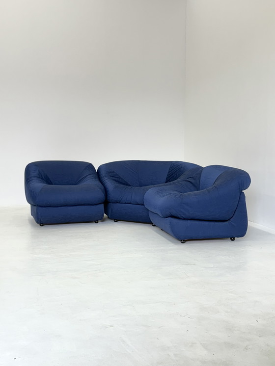Image 1 of Modular Sofa / Armchairs Space Age Set in Blue by Airborne