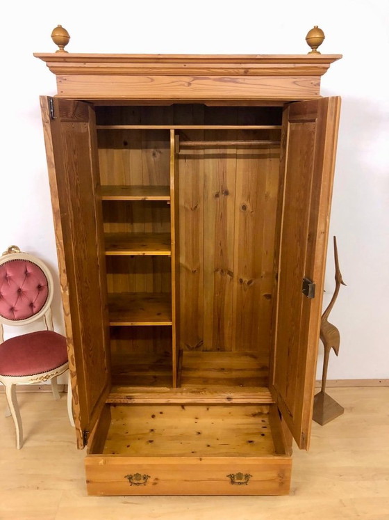 Image 1 of Softwood wardrobe, farmhouse wardrobe, antique wardrobe, Gründerzeit wardrobe, country-style wardrobe, hall wardrobe circa 1890