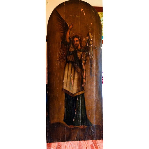 Pintura sobre Puerta de Madera: Arcángel San Gabriel, Siglo XVIII, Europa del Este