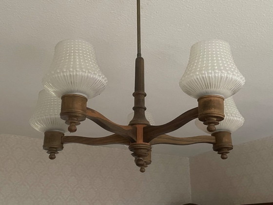 Image 1 of Art Deco Holzkronleuchter