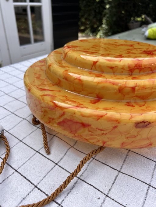 Art deco bowl hanging lamp orange