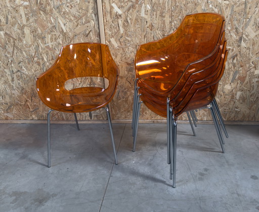 5 x Papatya - Opal Wox Dining Chair Orange Transparent