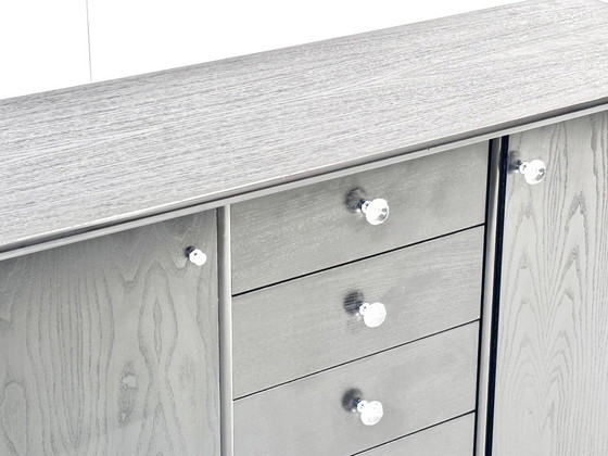 Vintage Sideboard in Black, 5 Drawers, Crystal Knobs & Chrome Feet, 1990s, Wood, Metal, Modern (photo 7 of 15)