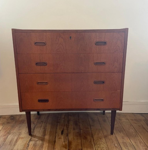 Vintage Scandinavian 4-drawer teak chest of drawers