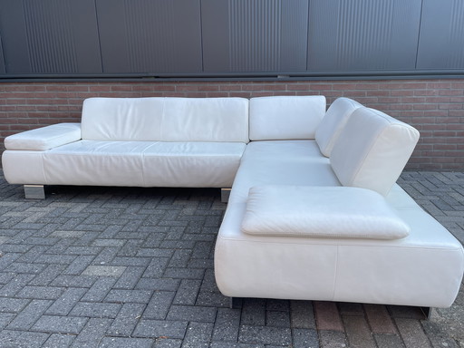 Montel Leather White Corner Sofa