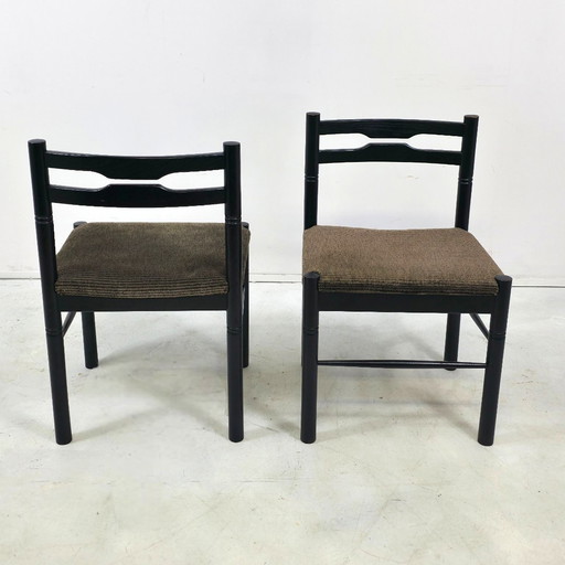 6 sedie da pranzo de Coene in legno nero, vintage, Belgio anni '70