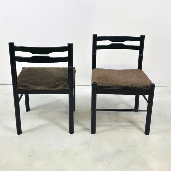 Image 1 of 6 sedie da pranzo de Coene in legno nero, vintage, Belgio anni '70