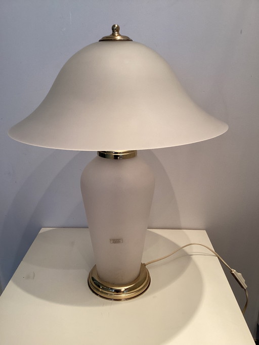 Vintage 80er Tischlampe mit Murano Glas