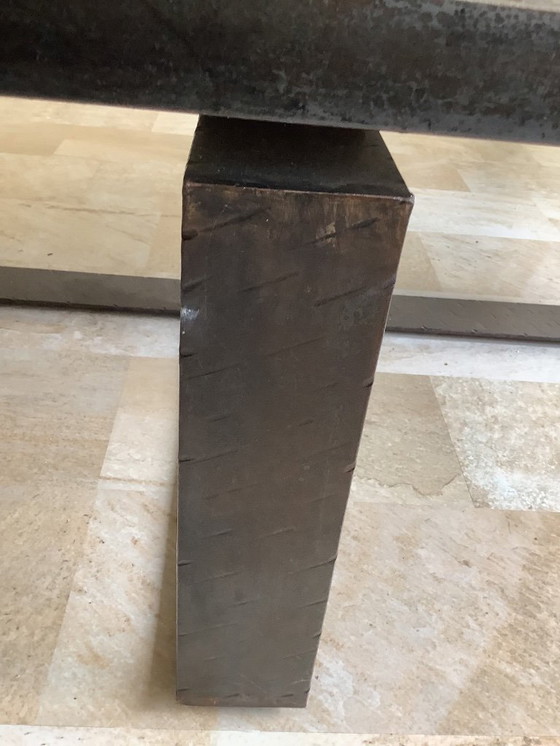 Image 1 of Brutalist style coffee table, Paul Kingsma, slate and steel