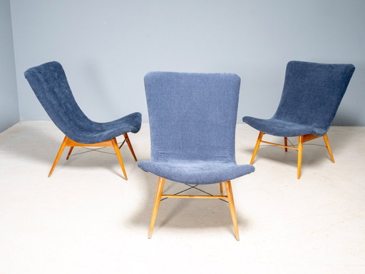 Fauteuils Coquille par Miroslav Navrátil, Český Nábytek, 1960 - Set de 3
