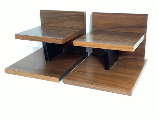 2 Vintage teak wooden speaker stands