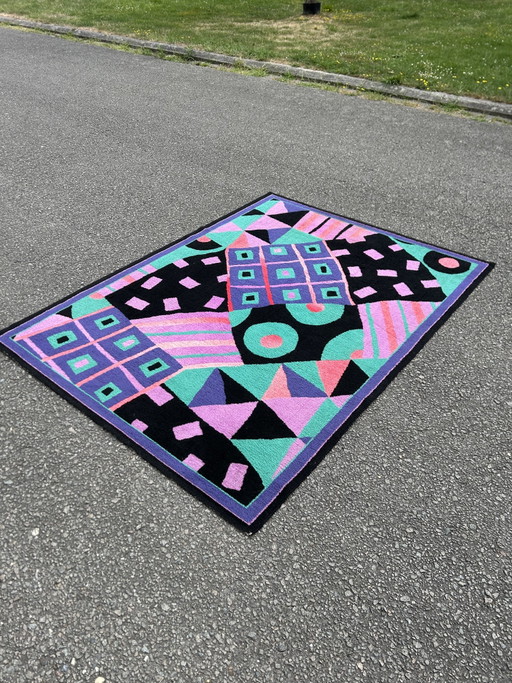 Tapis à poils courts style Memphis vintage des années 1980