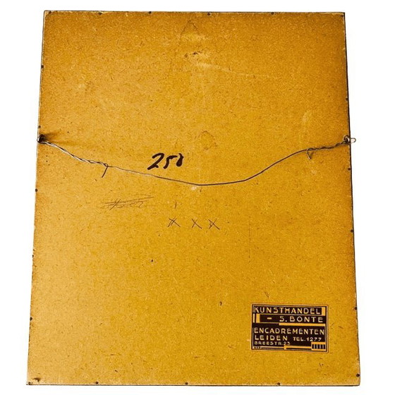 Image 1 of Vintage ingelijste Robert Saurwein gesigneerde kleurhoutsnede "Prozession" 1940's
