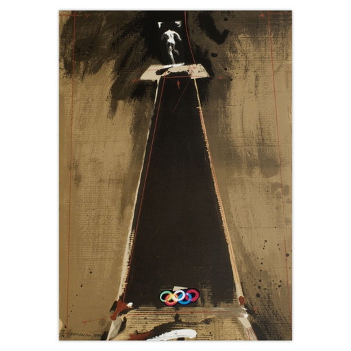 Signierte Lithografie von Vladimir Velickovic auf dem Podium (JO Barcelona) 1992 – lithos zeefdrukken, Paper