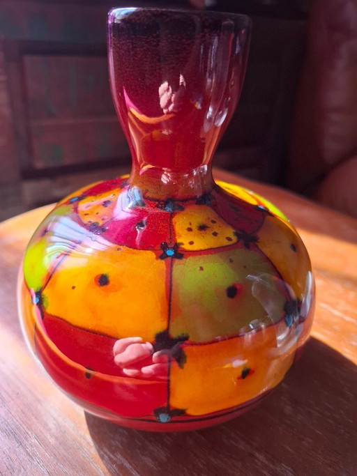 Signed Vintage Santi Italian Ceramic Vase - Mid-Century Modern 1970s - Perfect Condition