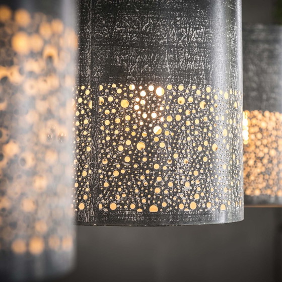 Image 1 of Suspension cylindrique | 3 lumières | Ø 20 cm | Gris | 100 x 20 x 150