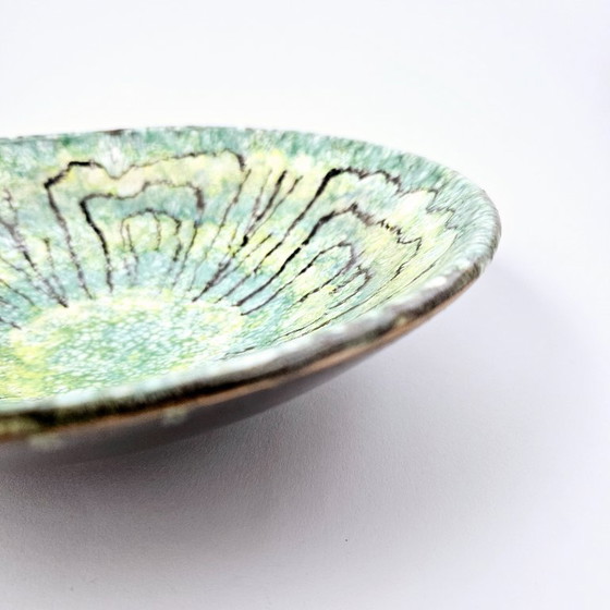 Image 1 of Mid-century Modern Art Pottery Deep Plate From 1970s | Vintage Hand-painted Ceramic Home Decor Plate From Hungary | 23.5cm 