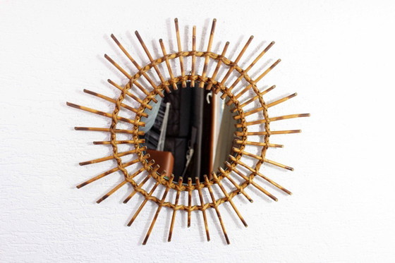 Image 1 of 1970s rattan sunburst mirror
