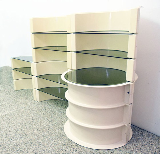 Image 1 of Bibliothèque/bar modulaire en plastique et verre, Italie, années 1970